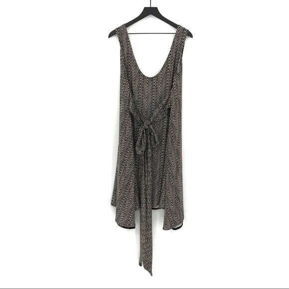 BOHO REPUBLIC Tank Tie Waist Dress Black White Chevron M/L - Picture 2 of 6